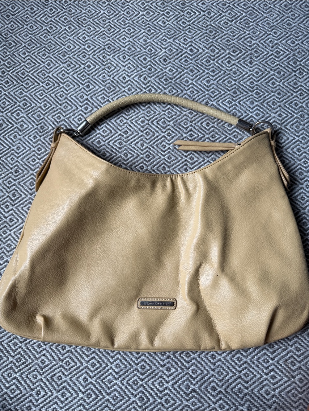 Nine West Beige Leather Shoulder Hobo Bag - Picture 1 of 7